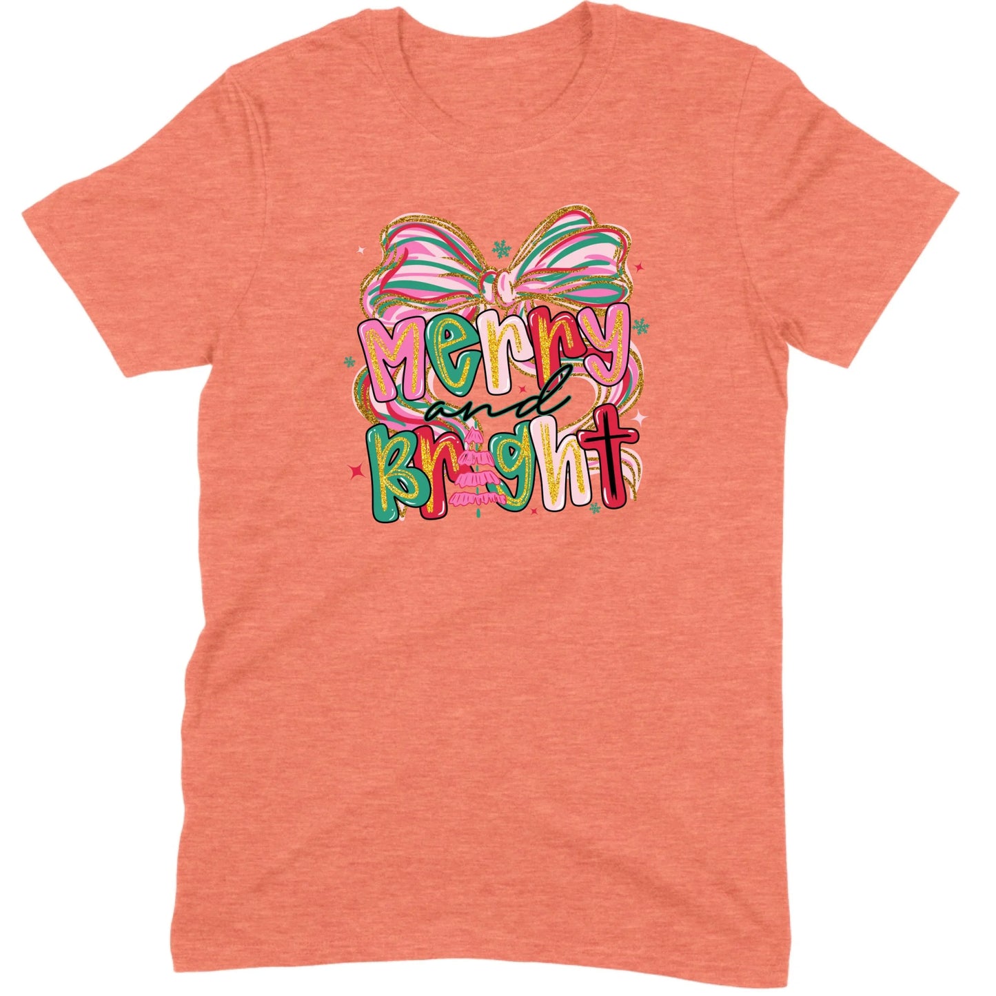 Merry and Bright Glitter Bow Tee