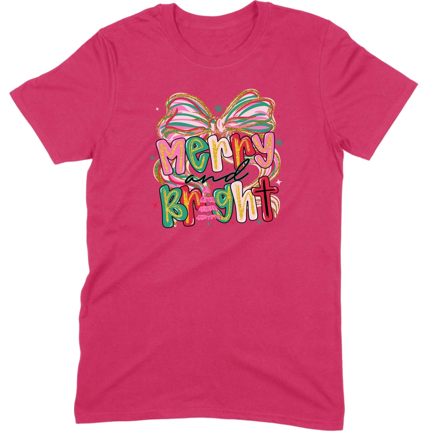 Merry and Bright Glitter Bow Tee