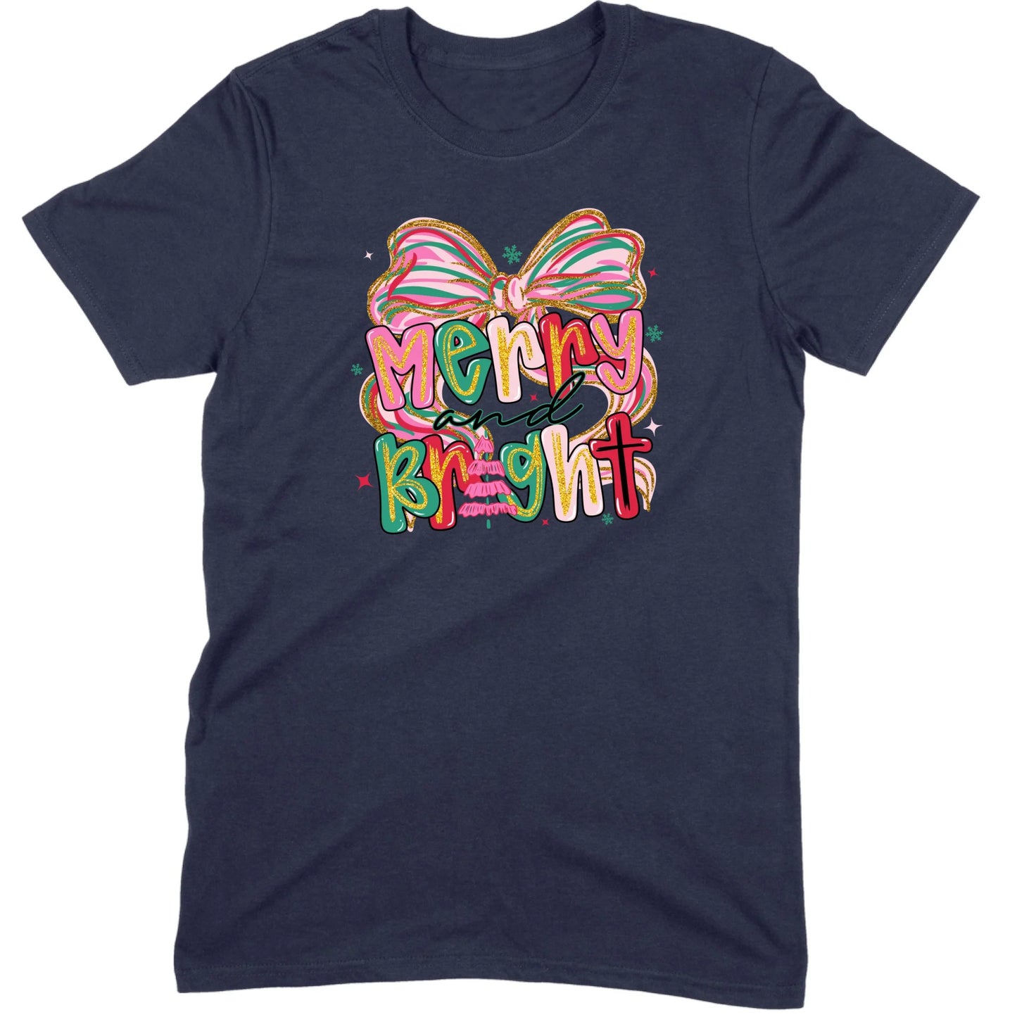 Merry and Bright Glitter Bow Tee