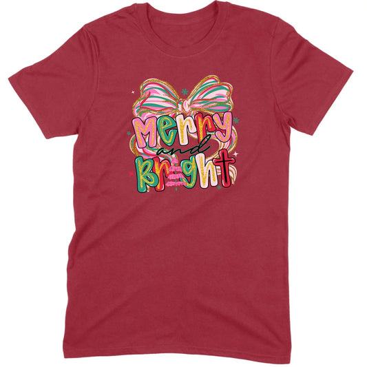 Merry and Bright Glitter Bow Tee