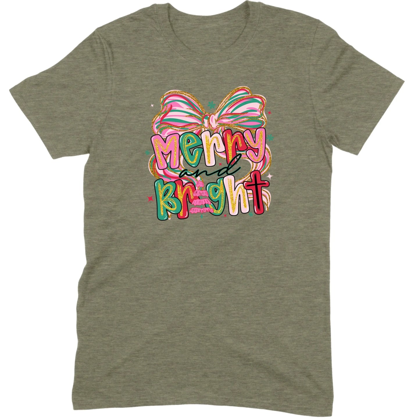 Merry and Bright Glitter Bow Tee