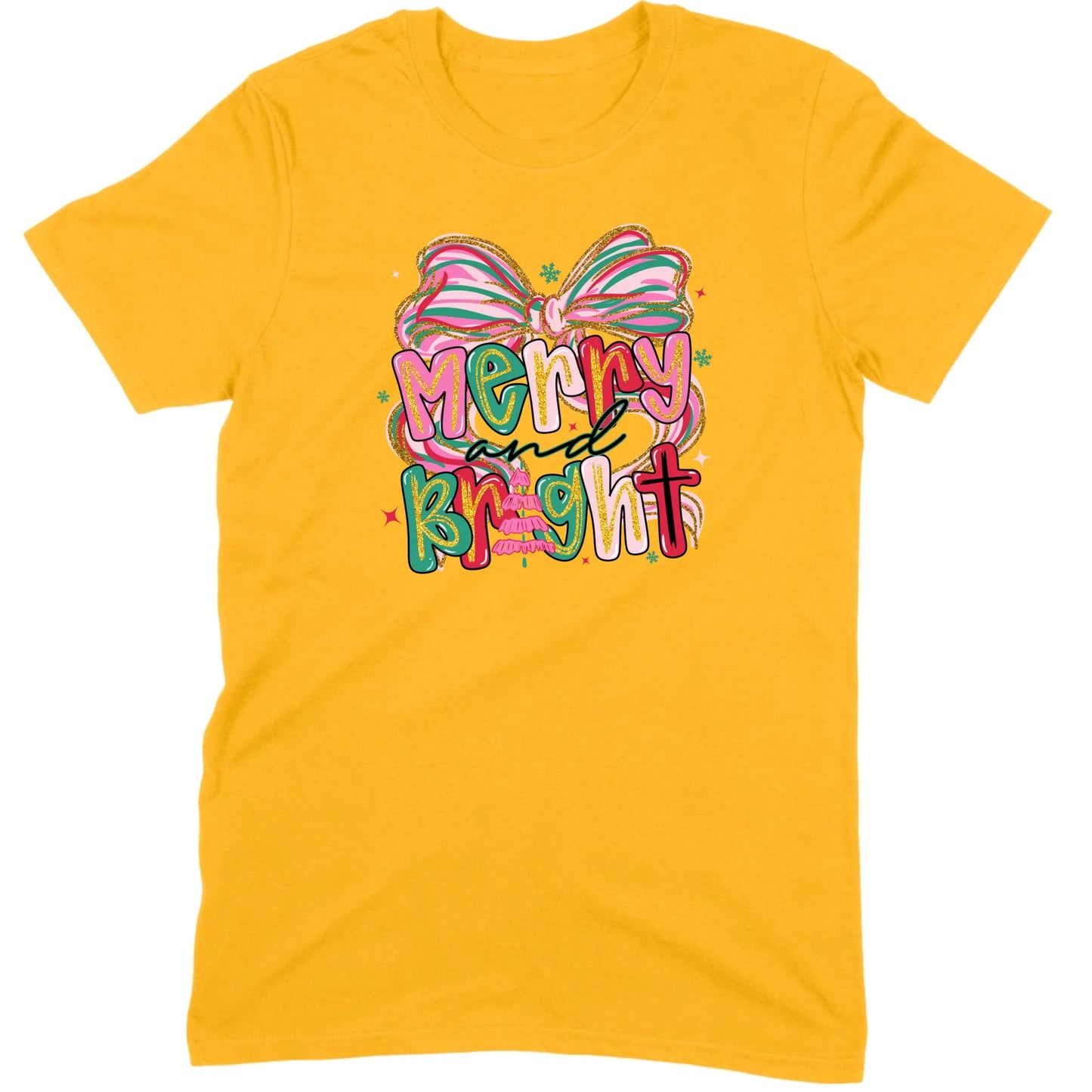 Merry and Bright Glitter Bow Tee