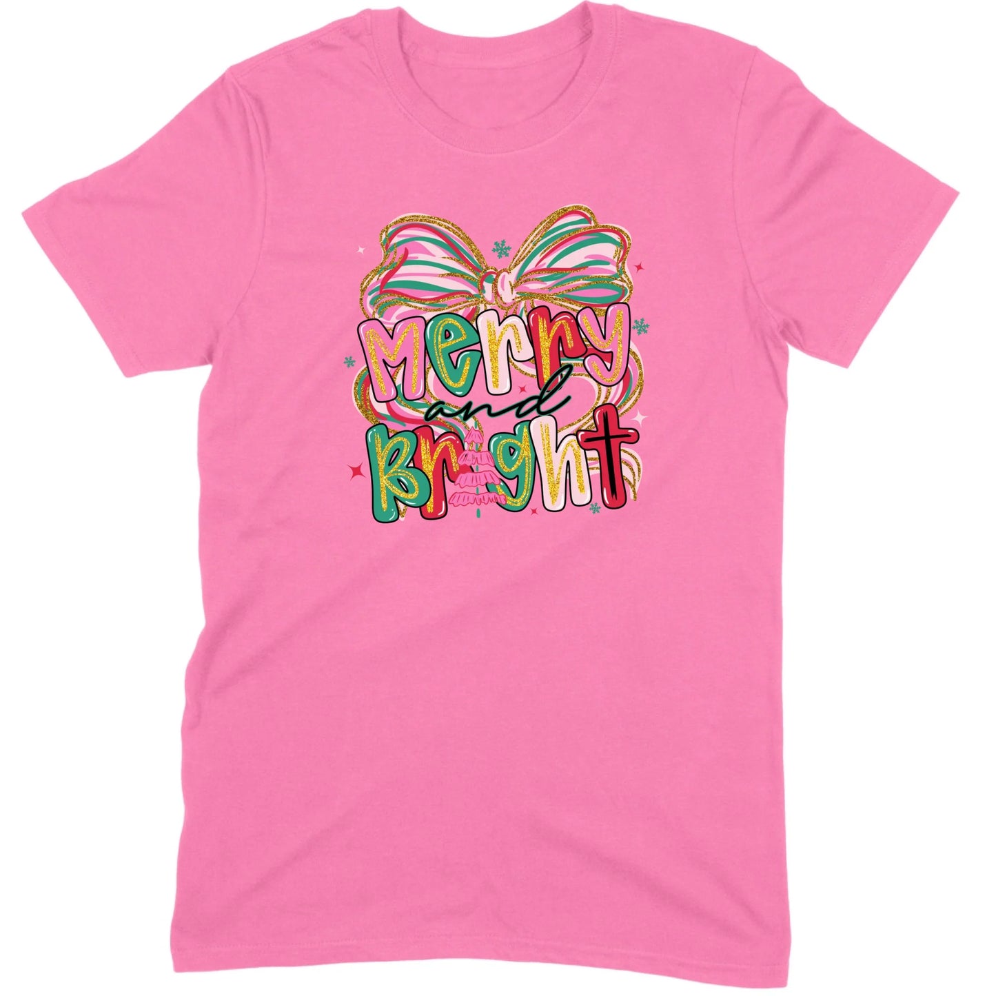 Merry and Bright Glitter Bow Tee