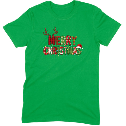 Merry Christmas Lights & Antlers Tee