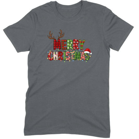 Merry Christmas Lights & Antlers Tee