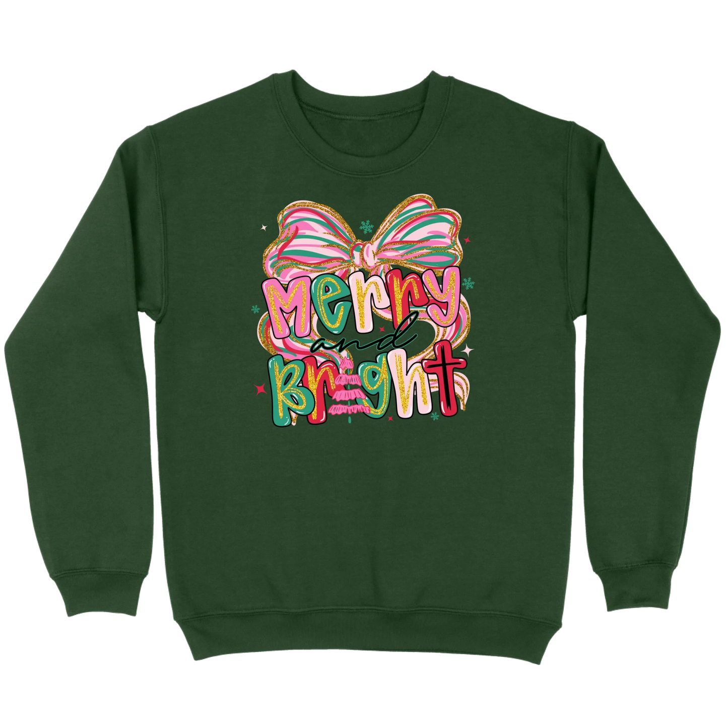 Merry and Bright Glitter Bow Sweatshirt