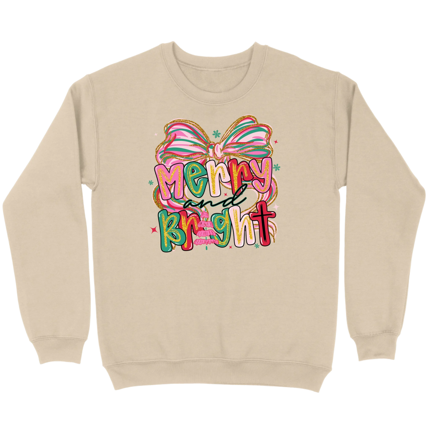 Merry and Bright Glitter Bow Sweatshirt