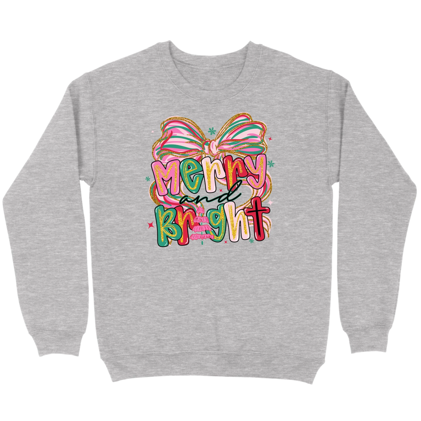 Merry and Bright Glitter Bow Sweatshirt