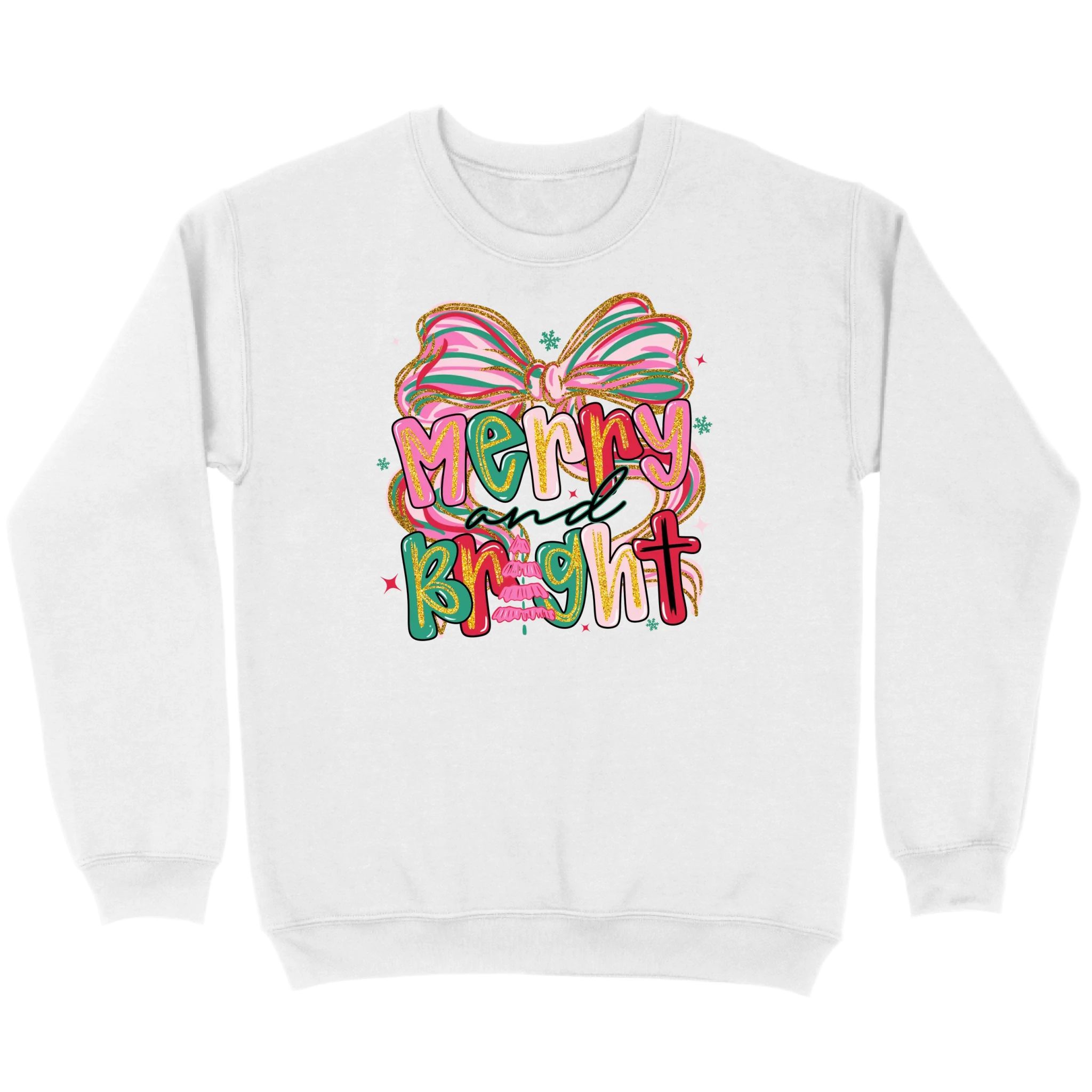 Merry and Bright Glitter Bow Sweatshirt