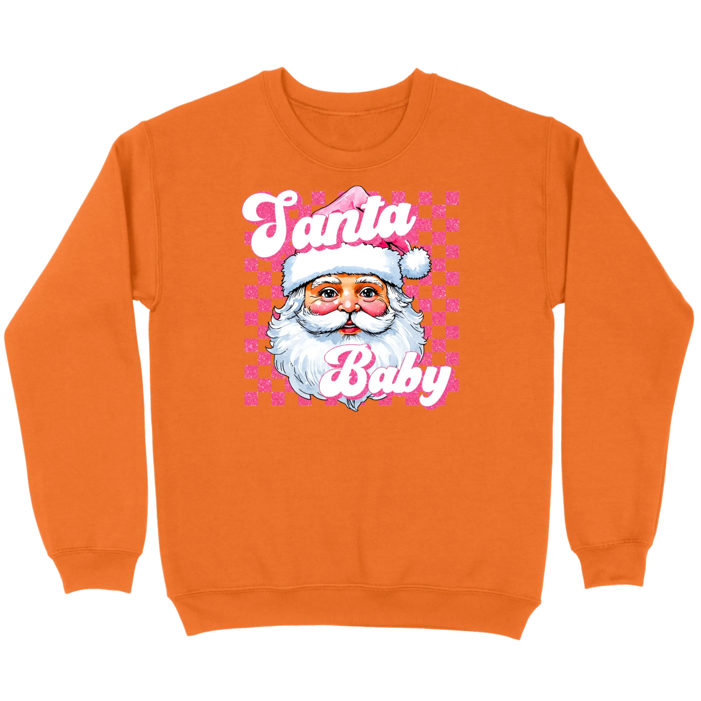 Pink Santa Baby Retro Glitter Checkers Sweatshirt