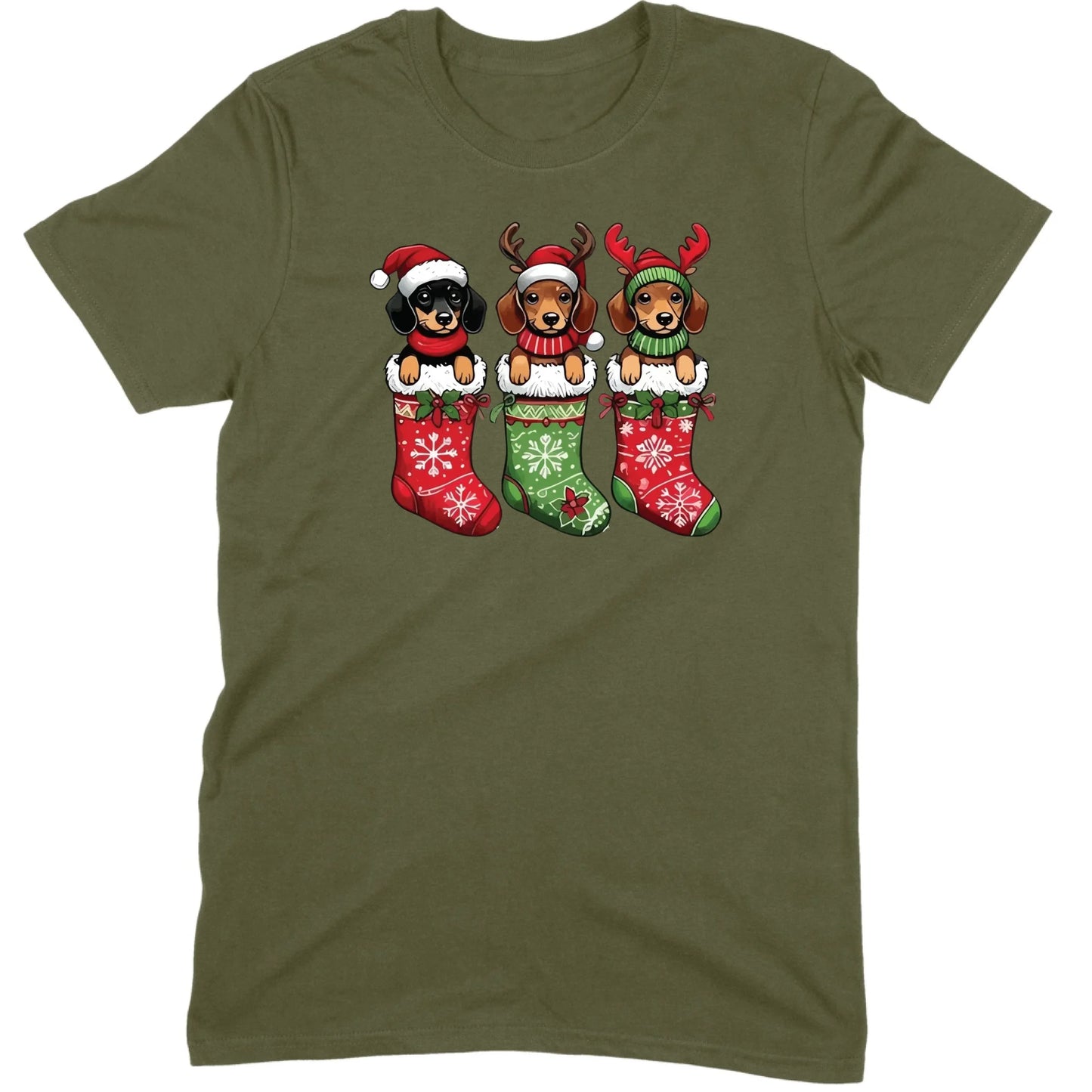 Christmas Dachshund Stocking Trio Tee