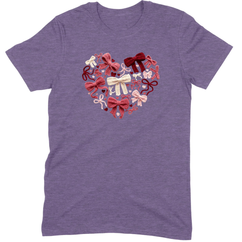 Coquette Aesthetic Crochet Bow Heart Valentine Tee