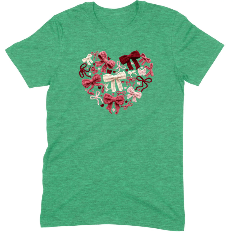 Coquette Aesthetic Crochet Bow Heart Valentine Tee