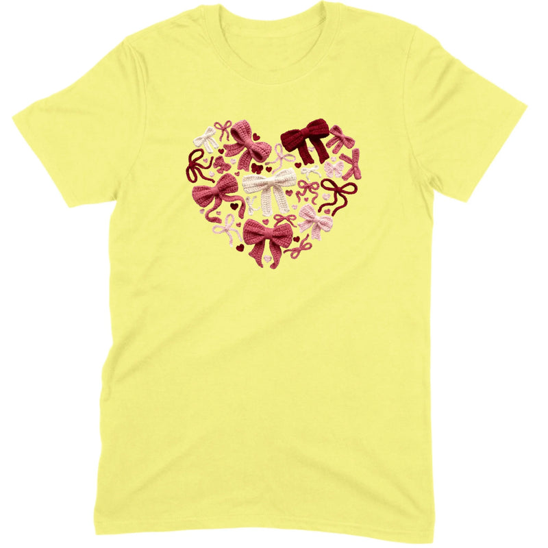 Coquette Aesthetic Crochet Bow Heart Valentine Tee