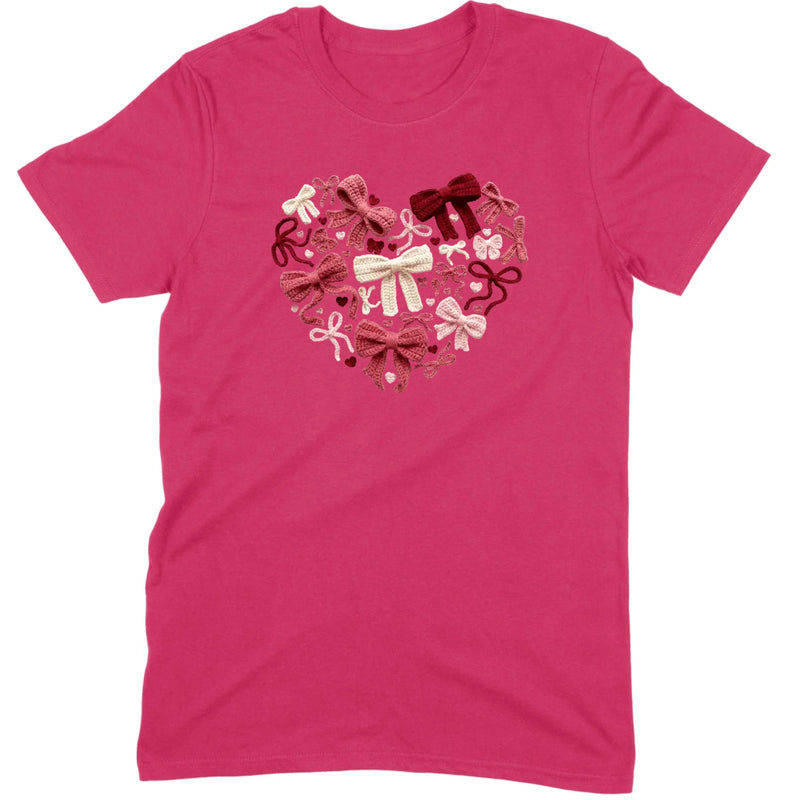 Coquette Aesthetic Crochet Bow Heart Valentine Tee