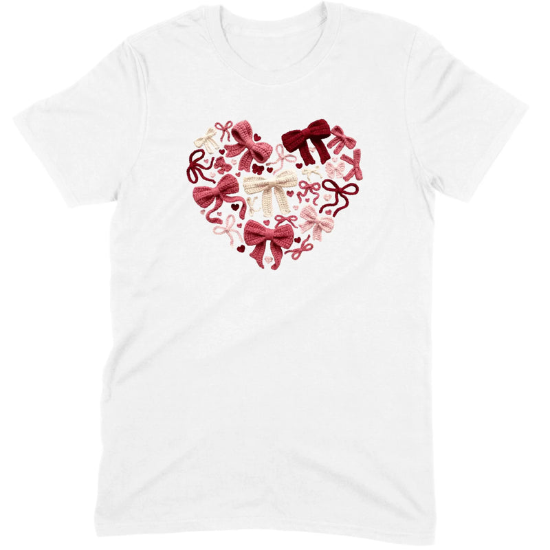 Coquette Aesthetic Crochet Bow Heart Valentine Tee