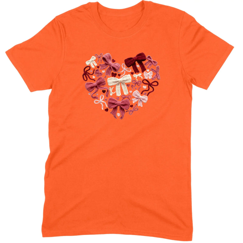 Coquette Aesthetic Crochet Bow Heart Valentine Tee