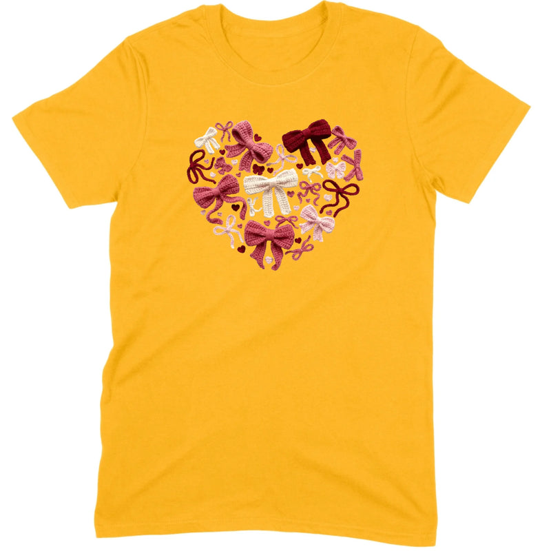 Coquette Aesthetic Crochet Bow Heart Valentine Tee