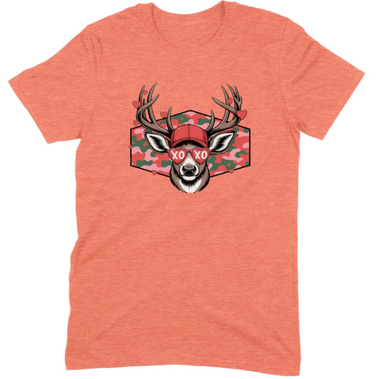 Retro Pink Camo "XO" Deer Hunter Valentine Tee