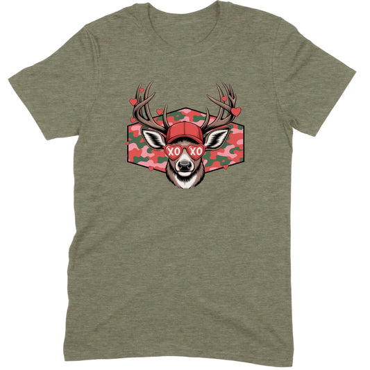 Retro Pink Camo "XO" Deer Hunter Valentine Tee