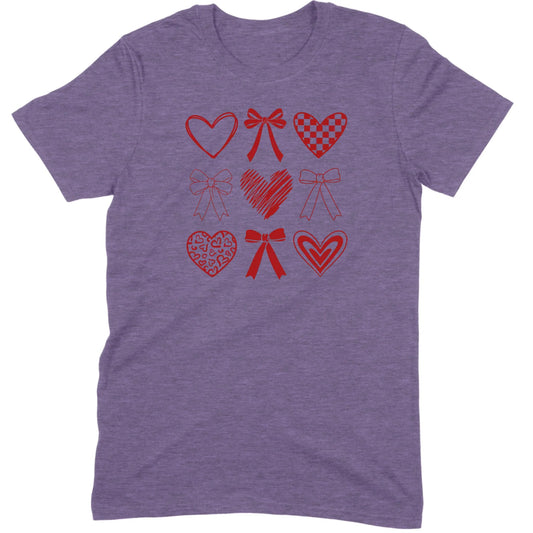 Minimalist Heart & Bow Grid Tee