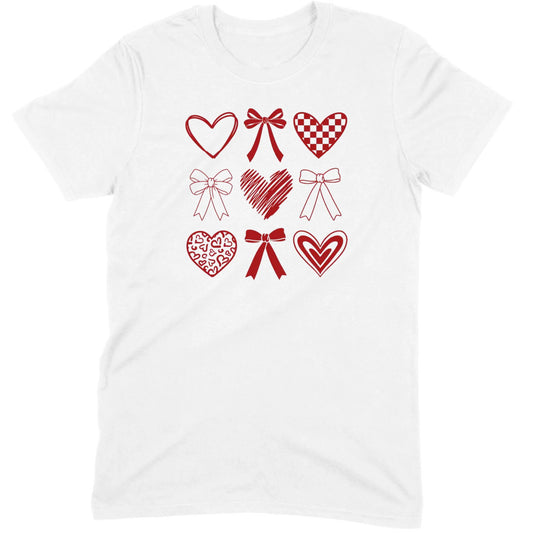 Minimalist Heart & Bow Grid Tee