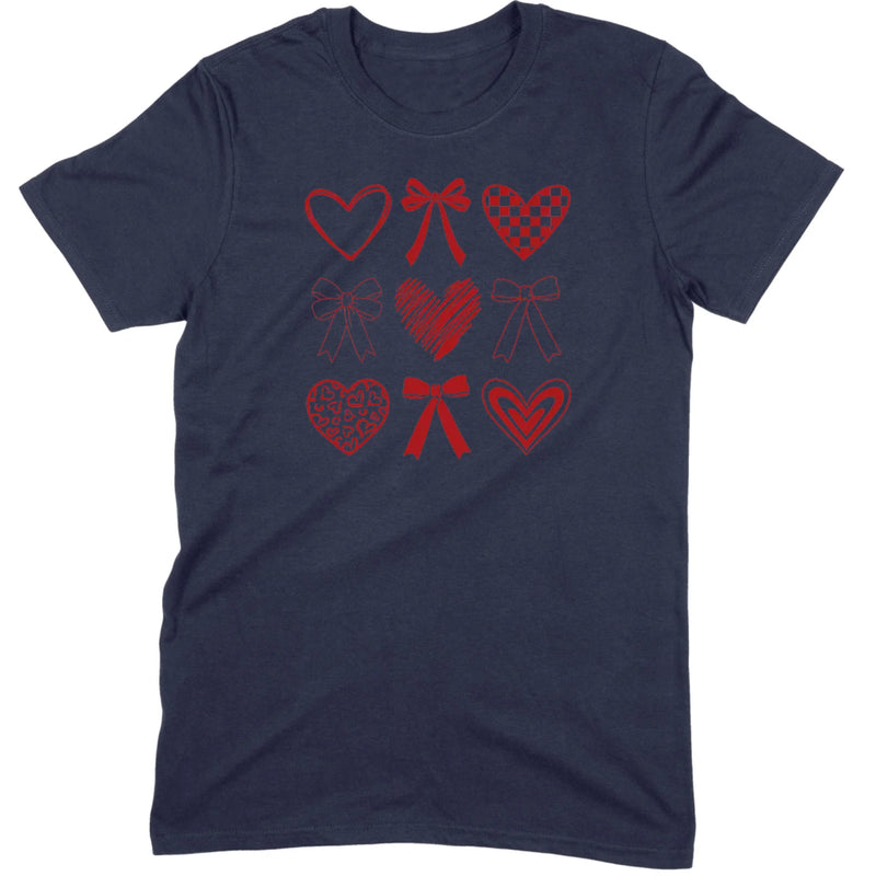 Minimalist Heart & Bow Grid Tee