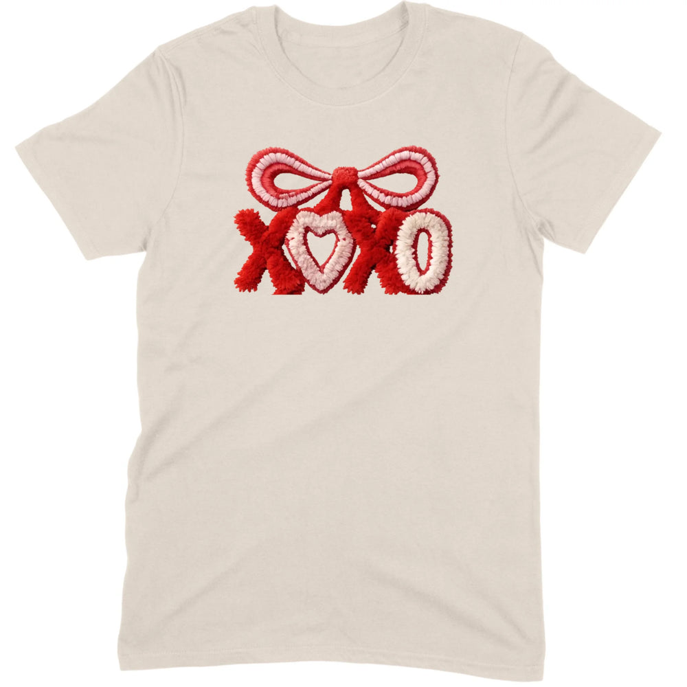 Fuzzy Texture XOXO Ribbon Tee