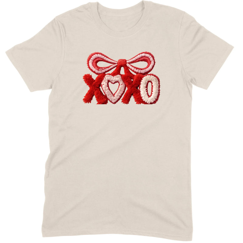 Fuzzy Texture XOXO Ribbon Tee