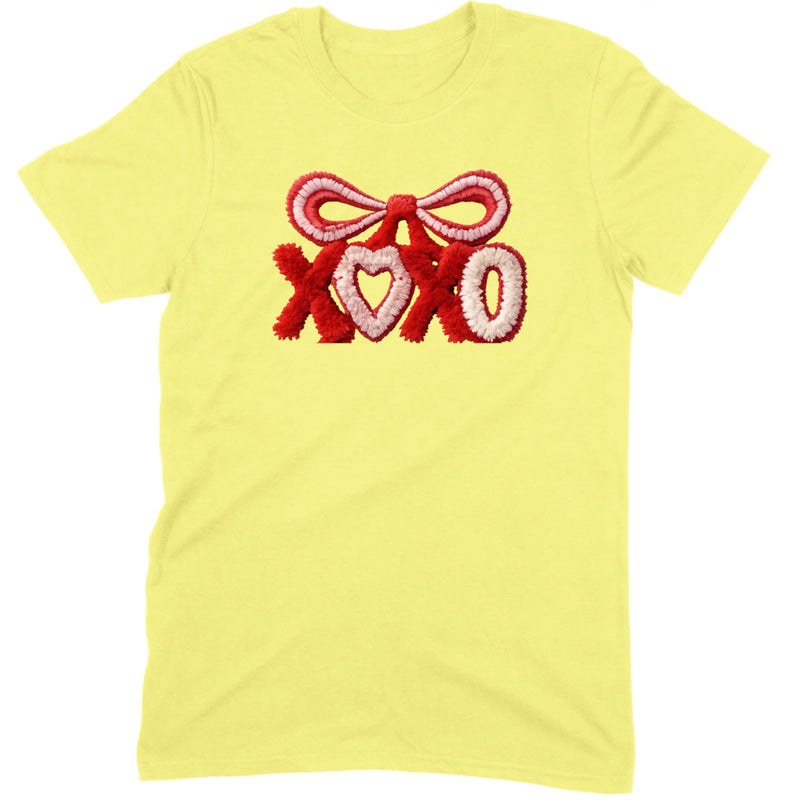 Fuzzy Texture XOXO Ribbon Tee