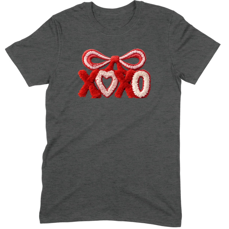 Fuzzy Texture XOXO Ribbon Tee