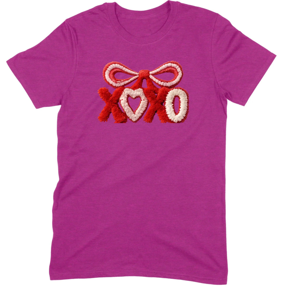 Fuzzy Texture XOXO Ribbon Tee
