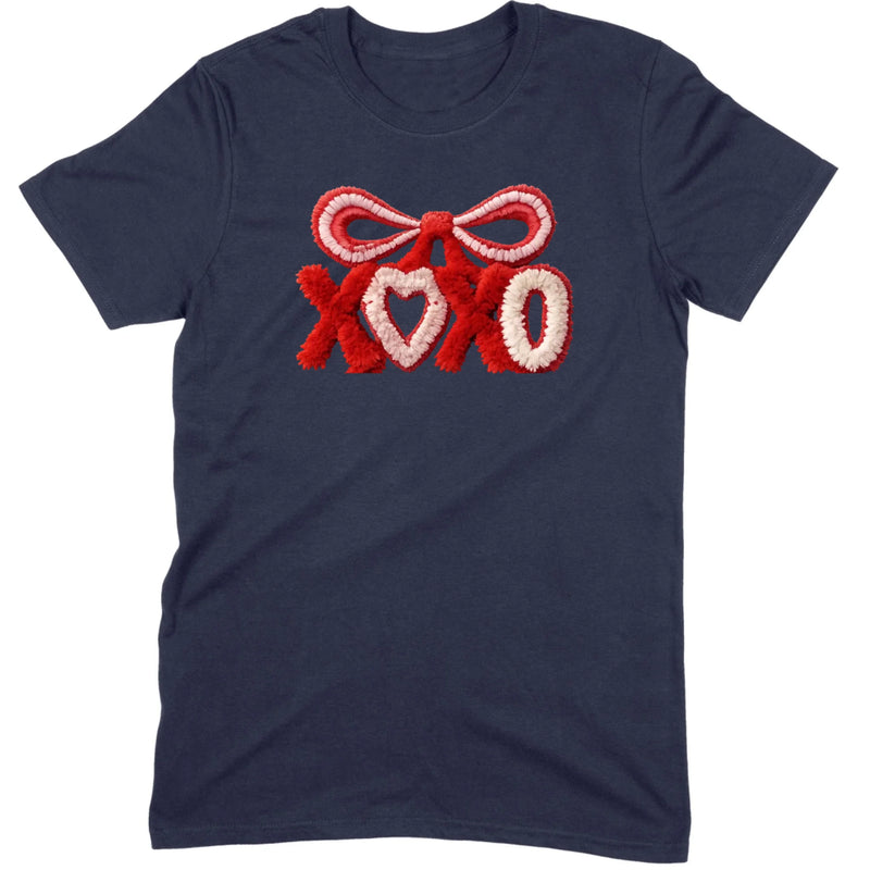 Fuzzy Texture XOXO Ribbon Tee