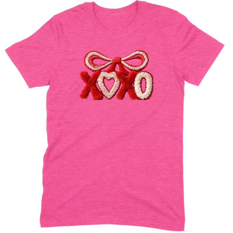 Fuzzy Texture XOXO Ribbon Tee