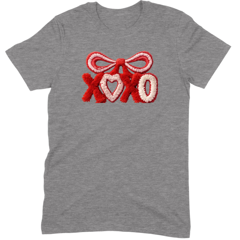 Fuzzy Texture XOXO Ribbon Tee