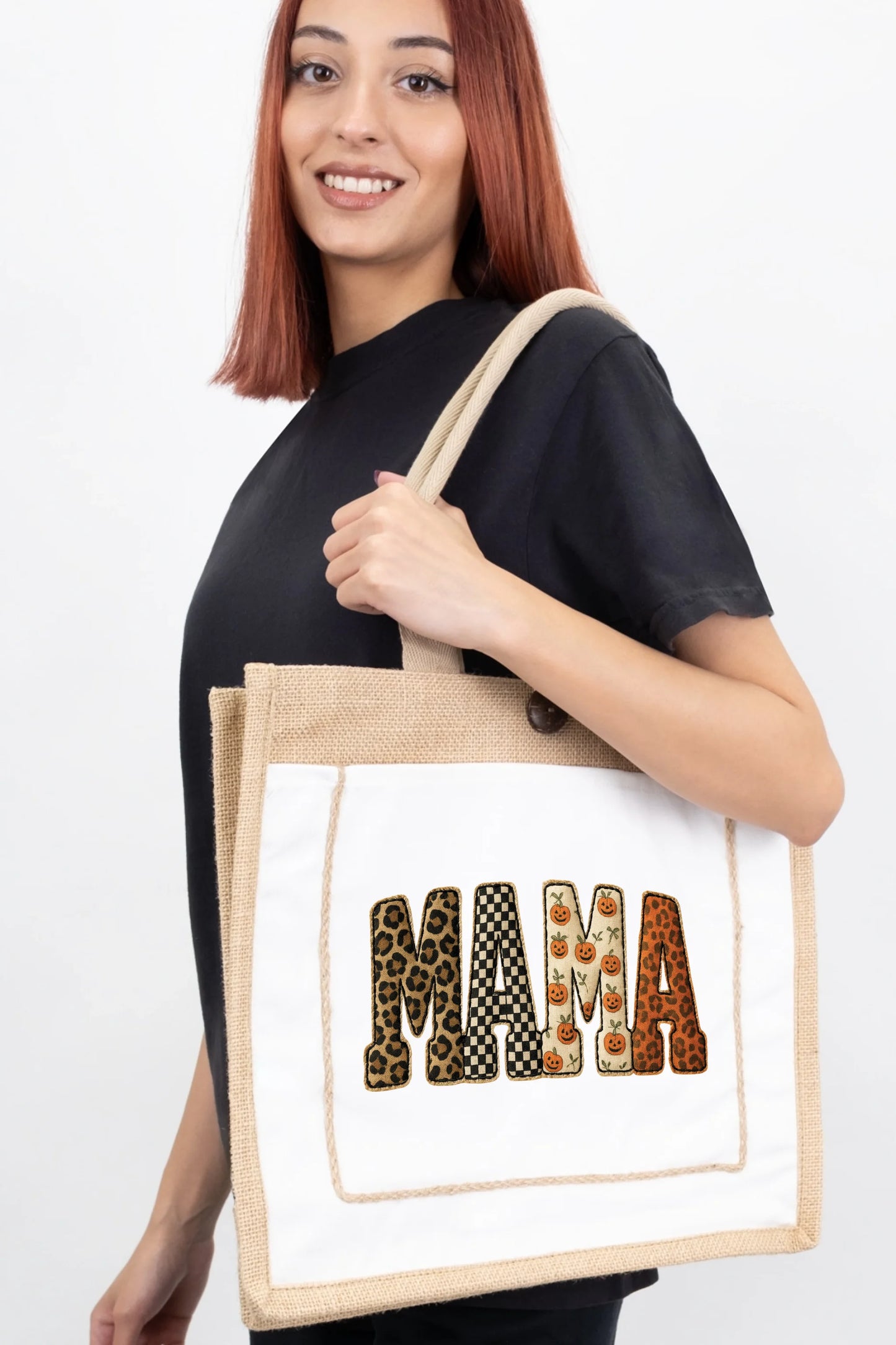 Fall Patchwork "MAMA" Tote Bag