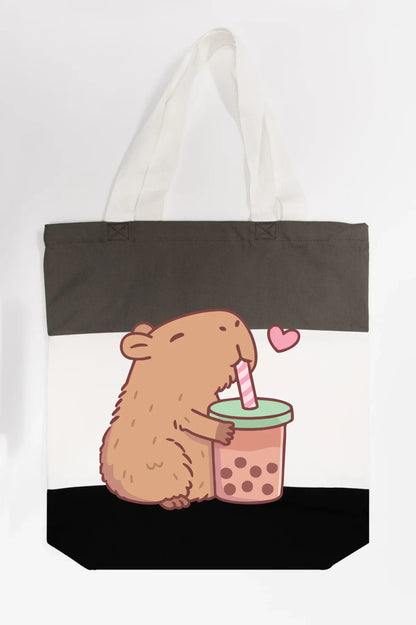 Capybara Loves Boba Tea Tote Bag