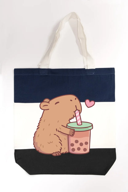 Capybara Loves Boba Tea Tote Bag