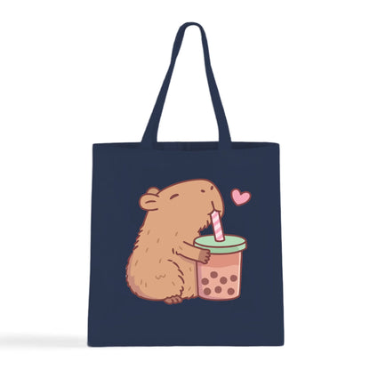 Capybara Loves Boba Tea Tote Bag