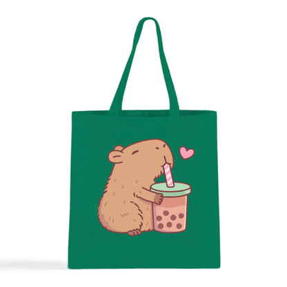 Capybara Loves Boba Tea Tote Bag
