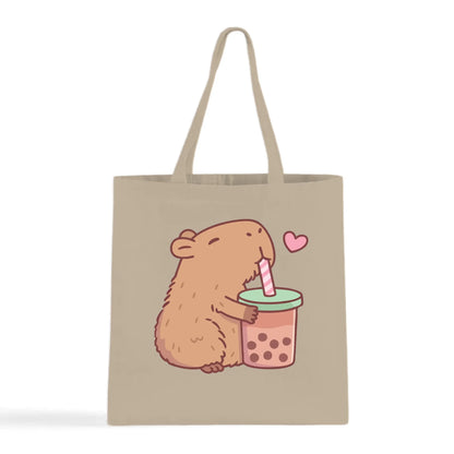 Capybara Loves Boba Tea Tote Bag