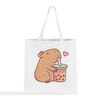 Capybara Loves Boba Tea Tote Bag