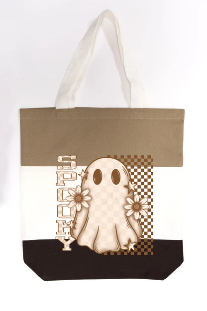 Spooky Checkered Ghost Tote Bag