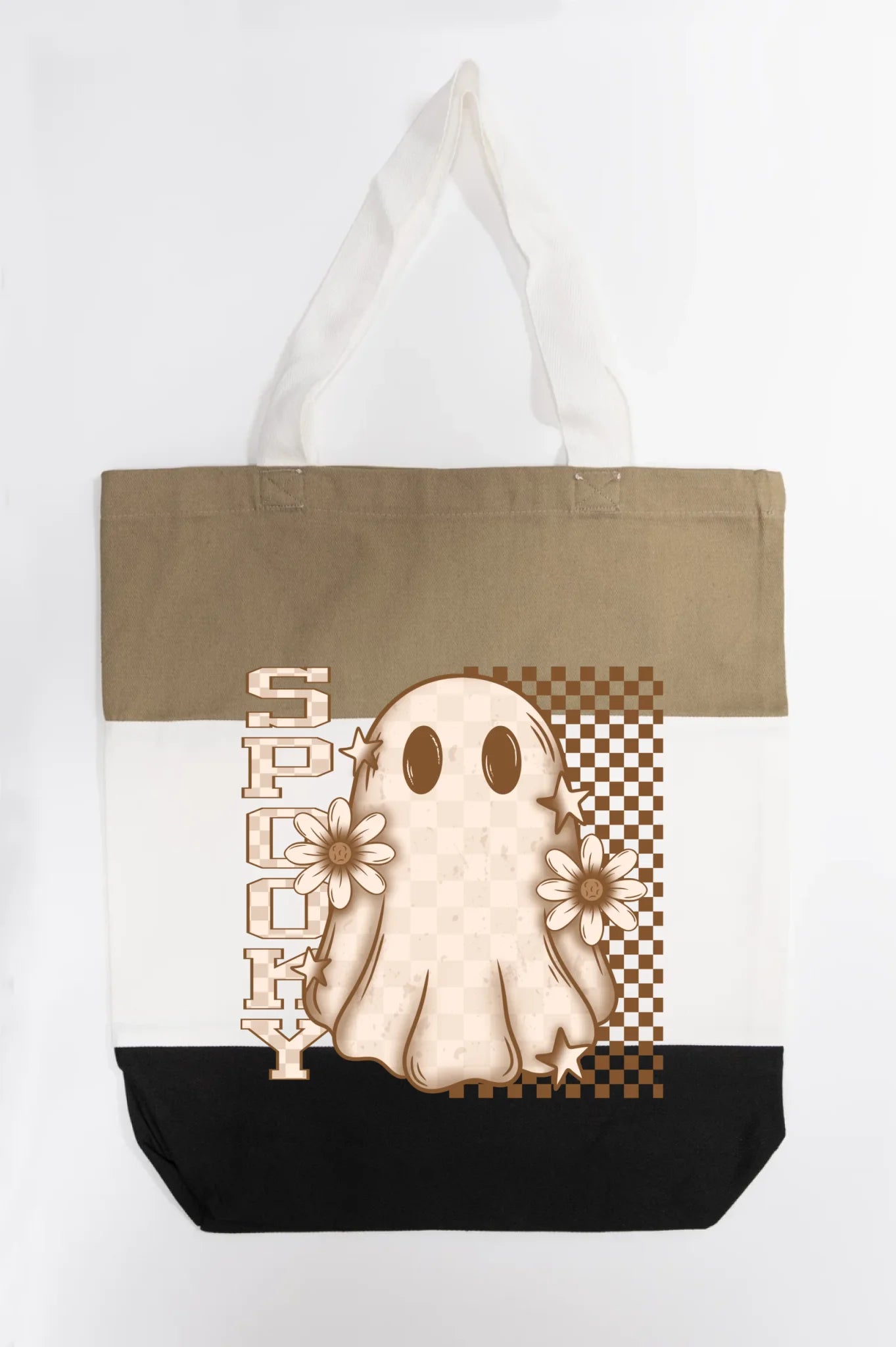 Spooky Checkered Ghost Tote Bag