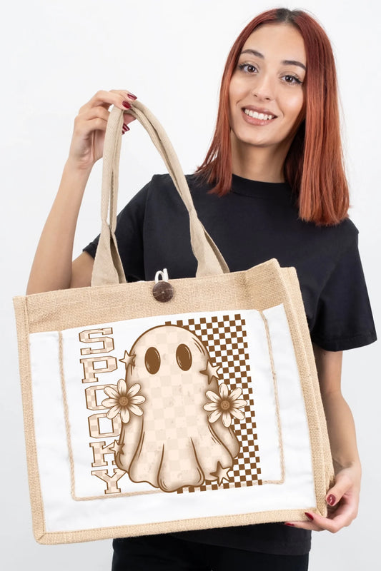 Spooky Checkered Ghost Tote Bag