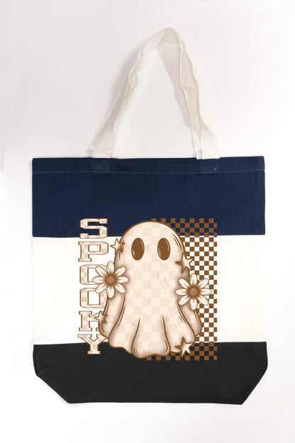 Spooky Checkered Ghost Tote Bag