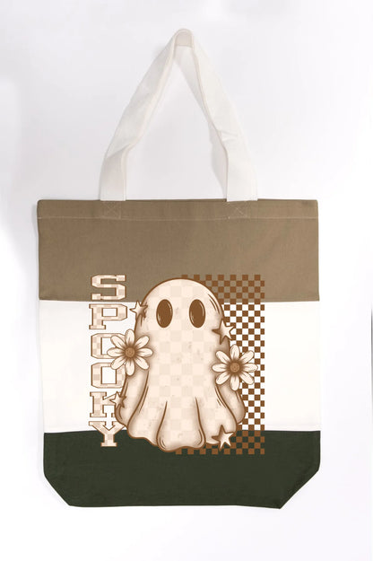 Spooky Checkered Ghost Tote Bag