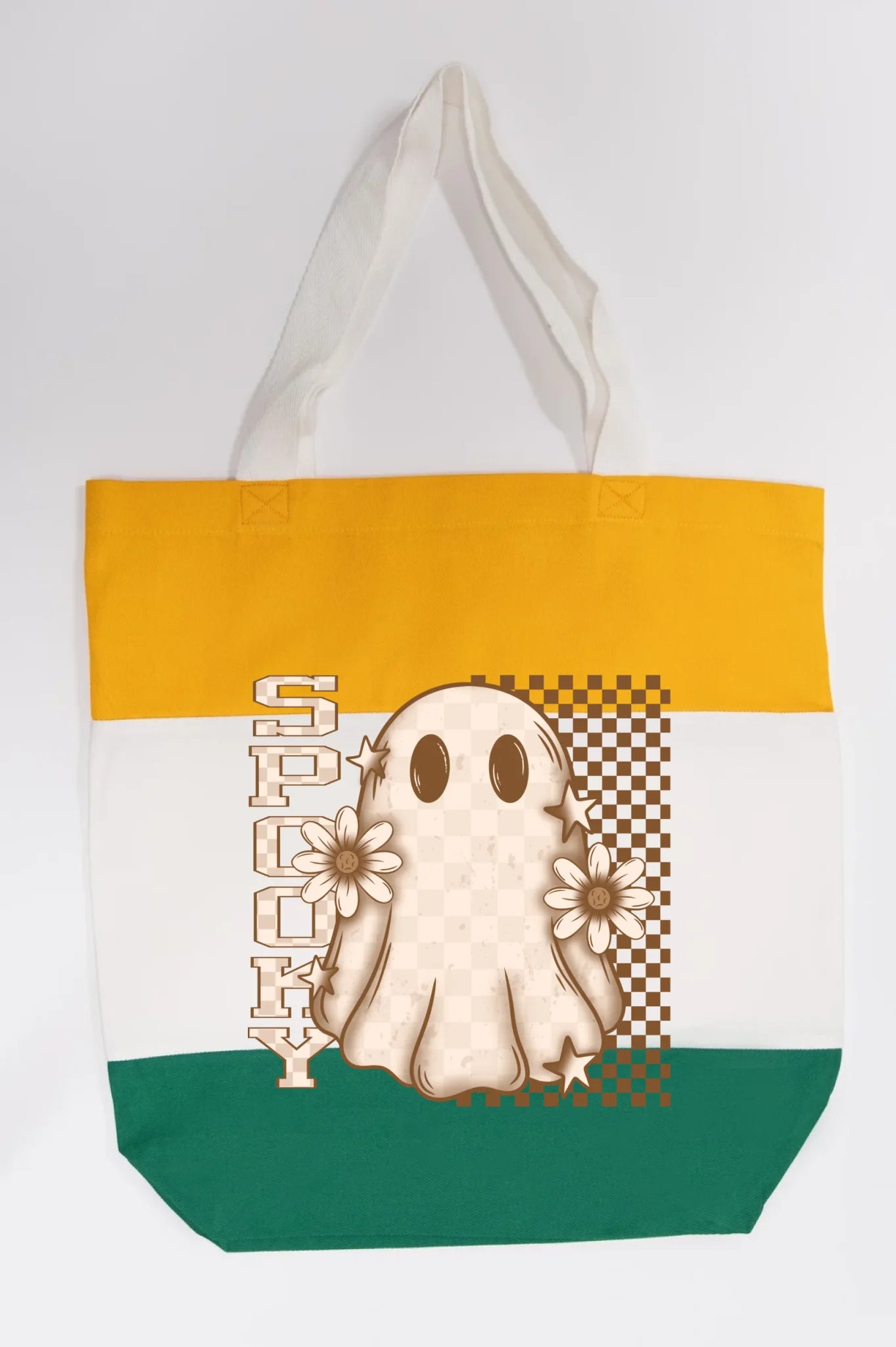 Spooky Checkered Ghost Tote Bag