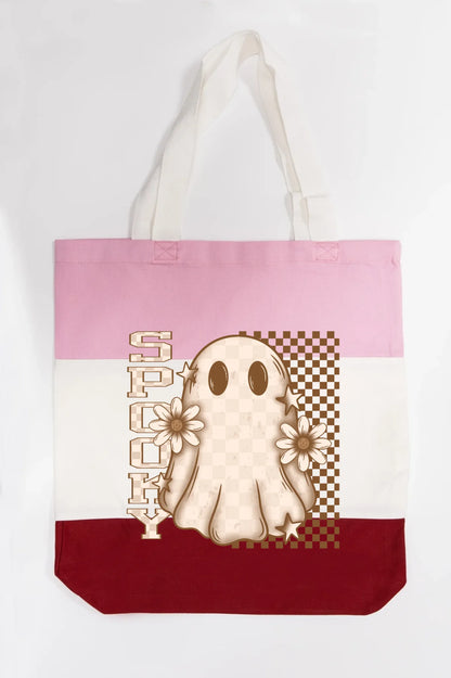 Spooky Checkered Ghost Tote Bag