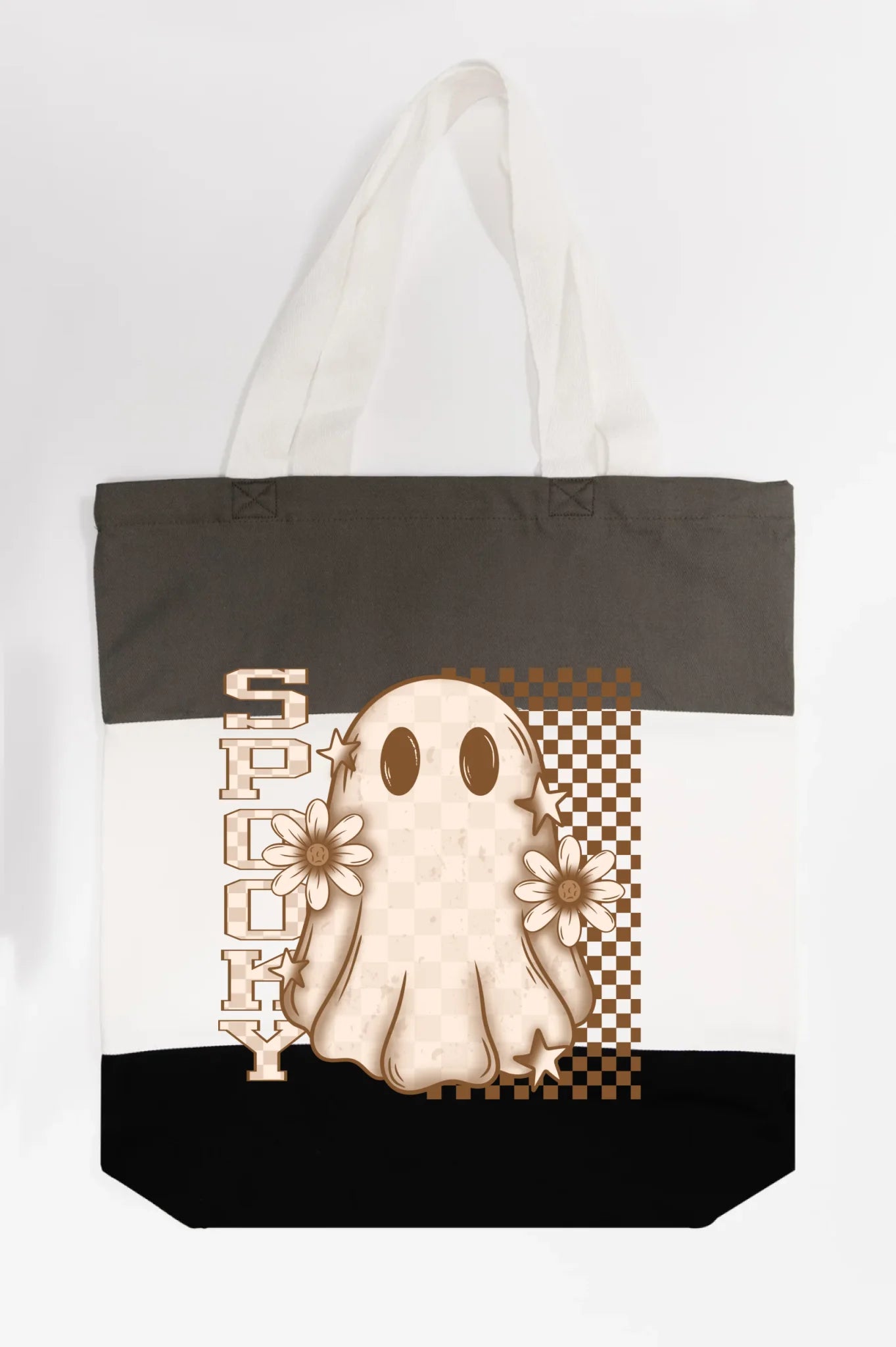 Spooky Checkered Ghost Tote Bag